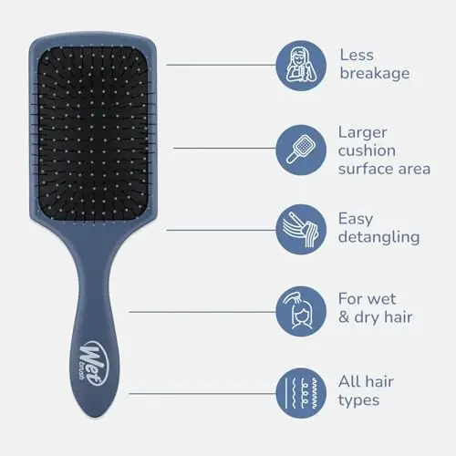 Wet Brush Paddle Detangler Soch cho'tkasi, Elemental Blue, AquaVent dizaynli o'ta yumshoq IntelliFlex tuklari, Muolaja va niqoblar uchun ajoyib, Ayollar, Erkaklar, Ho'l, Quruq va Zararlangan Sochlar - 4