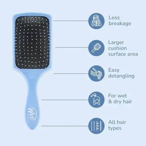 Wet Brush Paddle Detangler Soch cho'tkasi, Sky, AquaVent dizaynli o'ta yumshoq IntelliFlex tuklar, muolaja va niqoblar uchun ajoyib, ayollar, erkaklar, ho'l, quruq va shikastlangan sochlar - 4