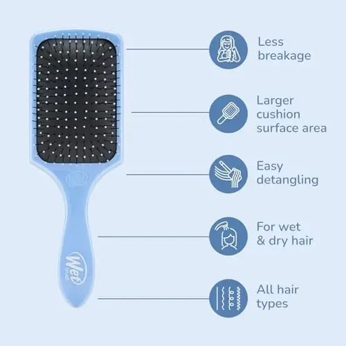Wet Brush Paddle Dolaşık Açıcı Saç Fırçası, Gökyüzü, AquaVent Tasarımlı Ultra Yumuşak IntelliFlex Kıllar, Bakım ve Maske Uygulaması İçin Harika, Kadın, Erkek, Islak, Kuru ve Hasarlı Saçlar - 4