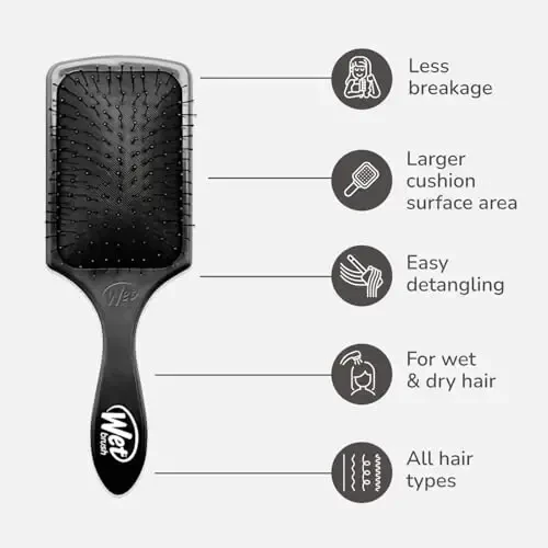 Wet Brush Paddle Detangler Hair Brush, Black, Ultra-Soft IntelliFlex Bristles with AquaVent Design, Great For Treatment & Mask Application, Women, Men, Wet, Dry and Damaged Hair - 4