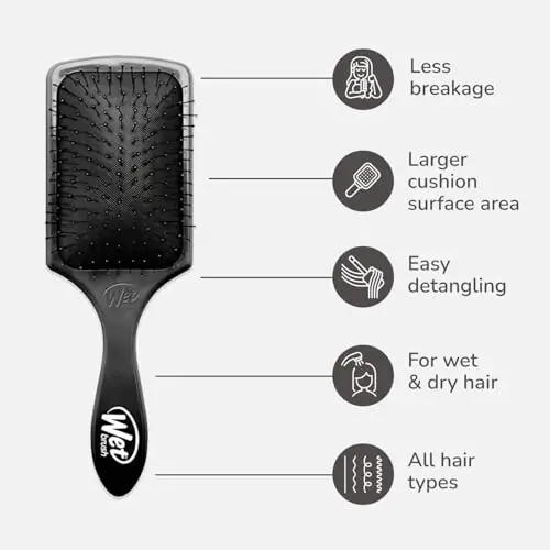Wet Brush Paddle Detangler Hair Brush, Black, Ultra-Soft IntelliFlex Bristles with AquaVent Design, Great For Treatment & Mask Application, Women, Men, Wet, Dry and Damaged Hair - 4