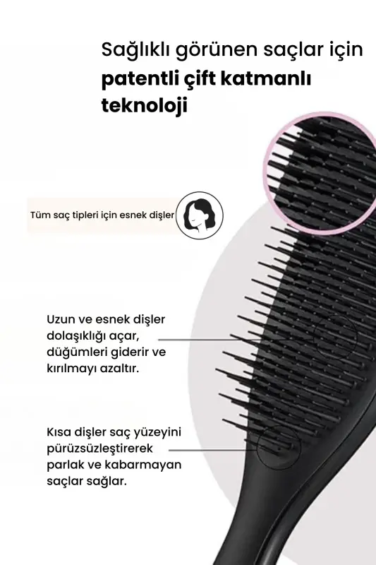 Wet Detangler Black Hair Brush and Comb - 3