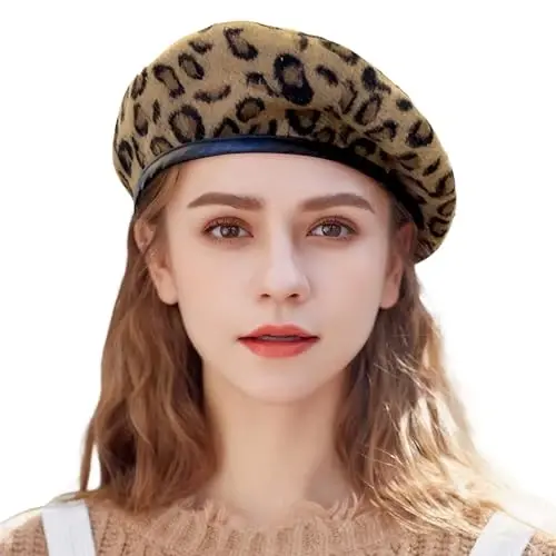 WETOO Women Beret Hat PU Leather Beret French Black Beret Artist Beret Cap - 1