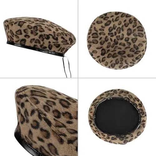 WETOO Women Beret Hat PU Leather Beret French Black Beret Artist Beret Cap - 3