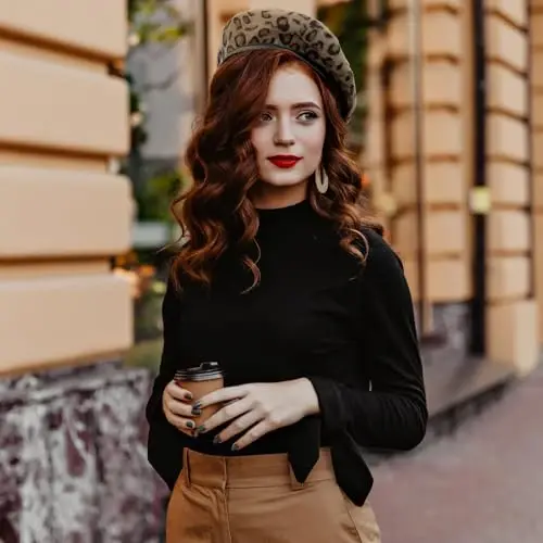 WETOO Women Beret Hat PU Leather Beret French Black Beret Artist Beret Cap - 6