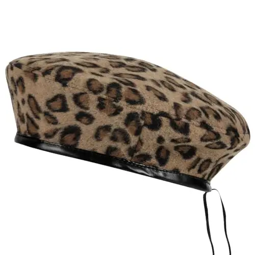 WETOO Women Beret Hat PU Leather Beret French Black Beret Artist Beret Cap - 7