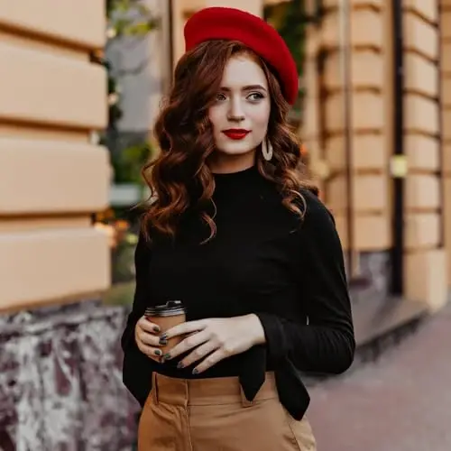 WETOO Женская Беретка Шляпа PU Кожаная Беретка Французская Черная Беретка Берет Художника Шапка - WETOO (1)