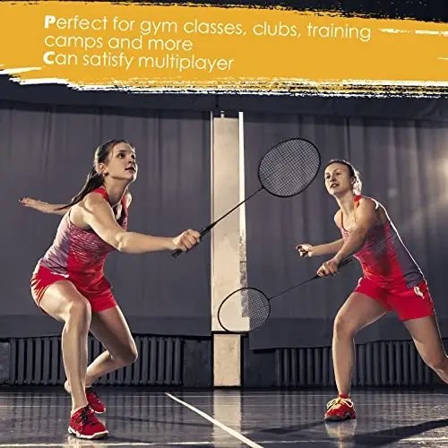Wettarn 12 Pcs Badminton Rackets Bulk with 18 Nylon Badmintons, Shuttle Set for Beginners Advanced Player Backyard Gym Beach Outdoor - 4