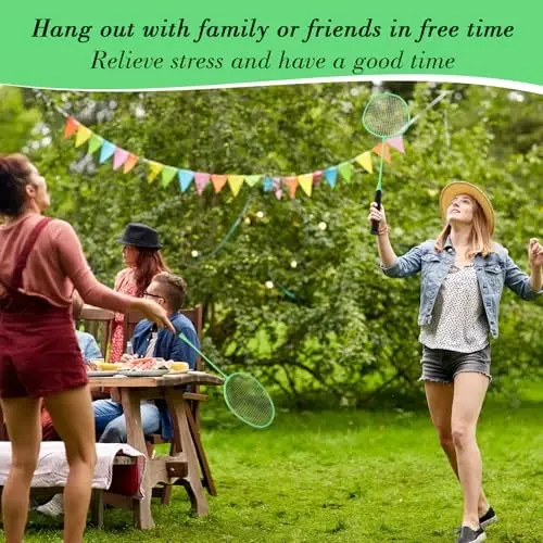 Wettarn 12 dona Badminton Raketasi 18 dona Neylon Badminton bilan, Kattalar O'smirlar Yosh Boshlovchilar uchun Shuttle Seti, Hovli Sport Zali Plaj Ochiq havoda - 5