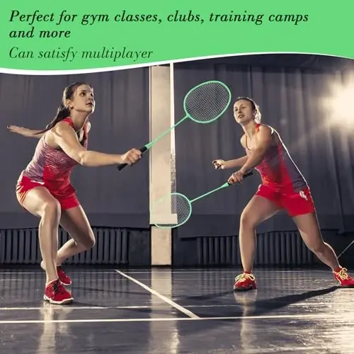 Wettarn 12 dona Badminton Raketasi 18 dona Neylon Badminton bilan, Kattalar O'smirlar Yosh Boshlovchilar uchun Shuttle Seti, Hovli Sport Zali Plaj Ochiq havoda - 6