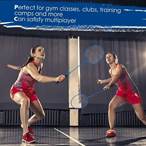 Wettarn 12 dona Badminton raketkalari, 18 dona neylon badmintoni bilan, yangi boshlanuvchilar va ilg'or o'yinchilar uchun, hovli, sport zali, plyaj va ochiq havo uchun to'plam - 4