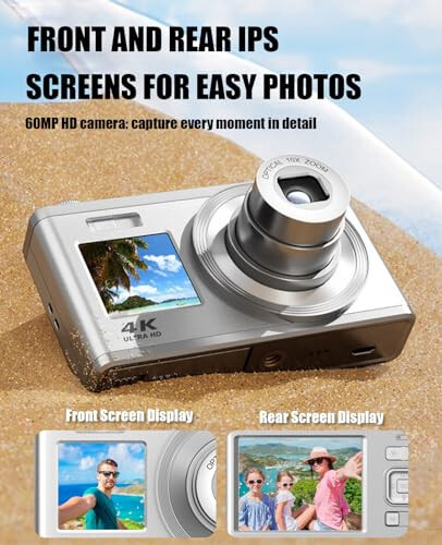 WGM Point and Shoot Digital Cameras Dual IPS HD Screens Kids Digital Camera 16X Optical Zoom 60MP 4K Vlogging Camera - 3