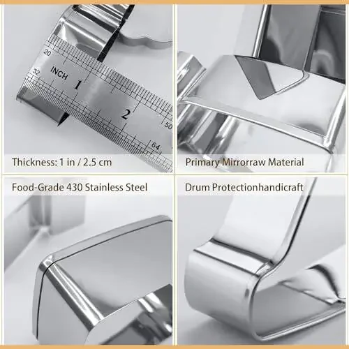 WGPG Dinosaur Cookie Cutters - 6PCS Large Stainless Steel Dinosaur Shapes Fondant Mold, Metal Cookie Sandwich Biscuit Cutter Molds For Baking, 3 x 4 Inch - 5