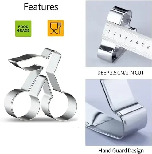 WGPG Fruit Shape Cookie Cutters - 6PCS Large Stainless Steel Metal Fruit Shapes Baking Mold, Metal Cookie Sandwich Biscuit Cutter Molds For Baking, 3 x 4 Inch - 2