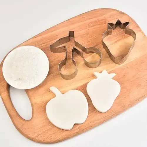 WGPG Fruit Shape Cookie Cutters - 6PCS Large Stainless Steel Metal Fruit Shapes Baking Mold, Metal Cookie Sandwich Biscuit Cutter Molds For Baking, 3 x 4 Inch - 6