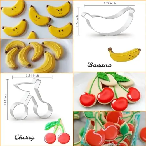 WGPG Fruit Shape Cookie Cutters - 6PCS Large Stainless Steel Metal Fruit Shapes Baking Mold, Metal Cookie Sandwich Biscuit Cutter Molds For Baking, 3 x 4 Inch - 4