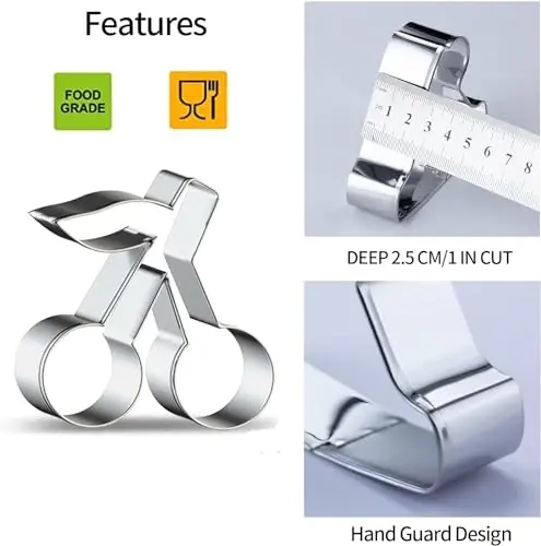 WGPG Fruit Shape Cookie Cutters - 6PCS Large Stainless Steel Metal Fruit Shapes Baking Mold, Metal Cookie Sandwich Biscuit Cutter Molds For Baking, 3 x 4 Inch - 2