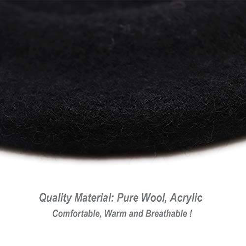 Wheebo Wool Beret Hat, Solid Color French Style Winter Warm Cap for Women Girls Lady - 10