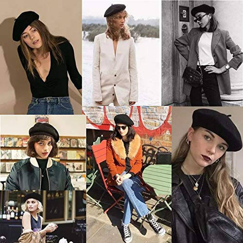 Wheebo Wool Beret Hat, Solid Color French Style Winter Warm Cap for Women Girls Lady - 11