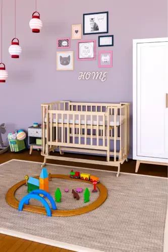 Wheel Natural Mabela Mother Side Crib Brown Cream Knit Protection Set - 6