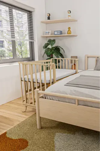 Wheel Natural Mabela Mother Side Crib Brown Cream Knit Protection Set - 7