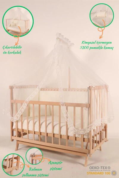 Wheelchair Elyeza Mother Side Crib Cream French Lace Sleep Set - 3