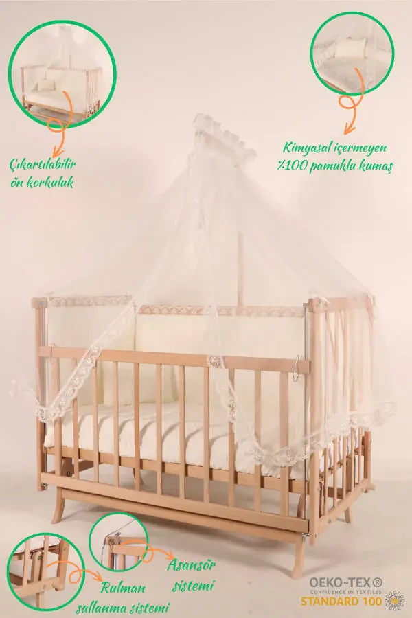 Wheelchair Elyeza Mother Side Crib Cream French Lace Sleep Set - 3