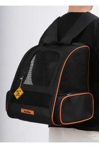 Wheeled Plastic Mesh Cat and Dog Carrier Bag with Trolley Mechanism, Washable - Black - 4