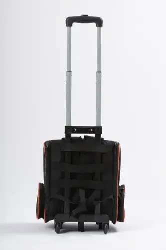 Wheeled Plastic Mesh Cat and Dog Carrier Bag with Trolley Mechanism, Washable - Black - 6