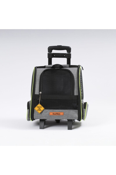 Wheeled Plastic Mesh Pet Carrier Cat Back Carrier Bag Washable - 1