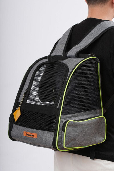 Wheeled Plastic Mesh Pet Carrier Cat Back Carrier Bag Washable - 3