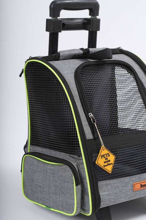 Wheeled Plastic Mesh Pet Carrier Cat Back Carrier Bag Washable - 5