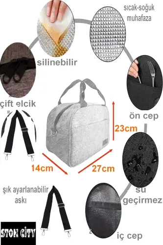 çekçekli ilk okul çantası beslenme takımlı ısı yalıtımlı ikili takım çok gözlü - Çok Renkli uni - 7