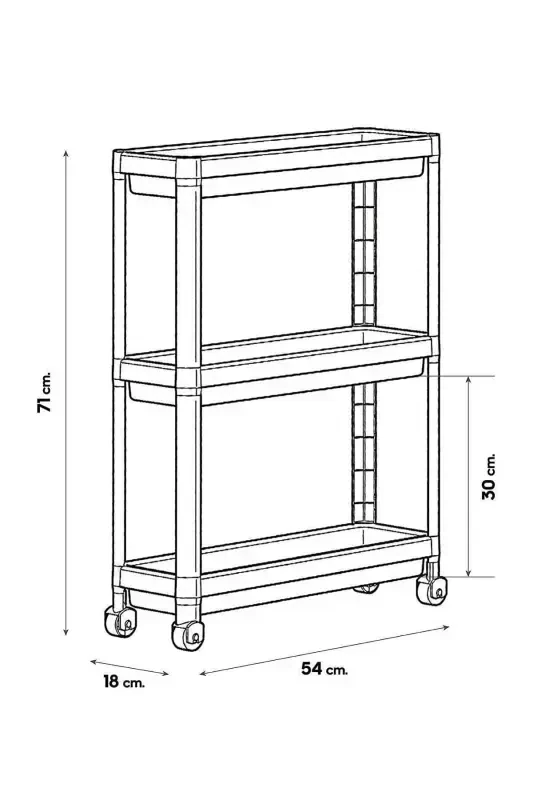 Wheeled Shelf Unit 3 Tier Gray Bathroom Shelf Kitchen Shelf Serving Trolley Organizer-Gray - 3