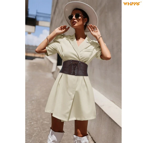 WHIPPY Women Elastic Corset Belt Stretch Leather Wide Belt for Dresses - WHIPPY (1)