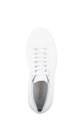 White 100% Leather Lace-up Casual Sneaker Shoes - 5