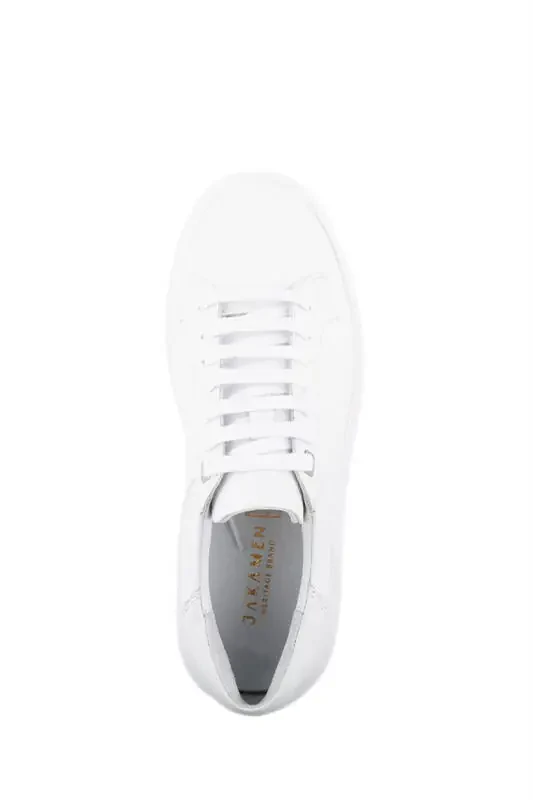 White 100% Leather Lace-up Casual Sneaker Shoes - 5