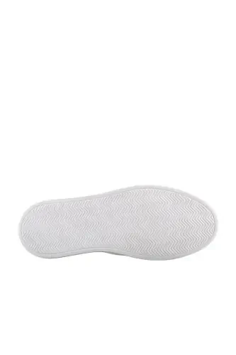 White 100% Leather Laced Casual Sneaker Shoes - 4