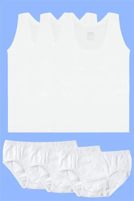 White 3-Pack Boys' Vest & Briefs Set - 10