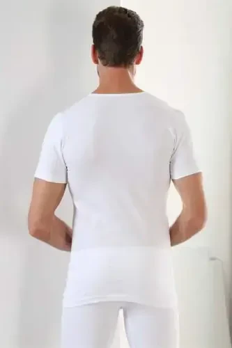 White 3-Pack Men's V-Neck T-Shirt Short Sleeve 100% Cotton - 5