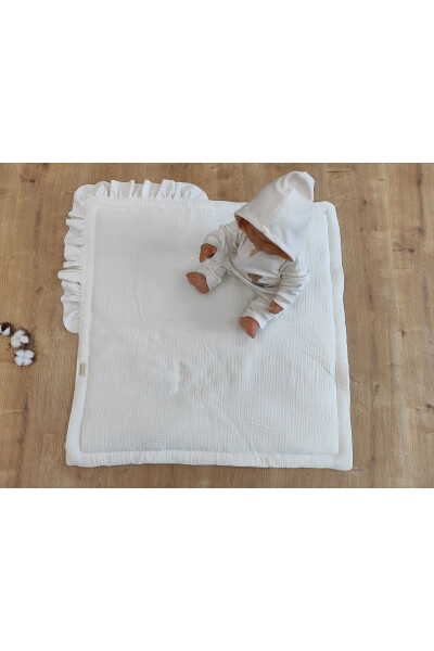 White 4 Layer Muslin Baby Blanket 100% Cotton Natural Organic Sleeping Swaddle Hospital Discharge Newborn - 21