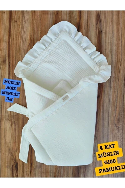 White 4 Layer Muslin Baby Blanket 100% Cotton Natural Organic Sleeping Swaddle Hospital Discharge Newborn - TOMUYCUK (1)