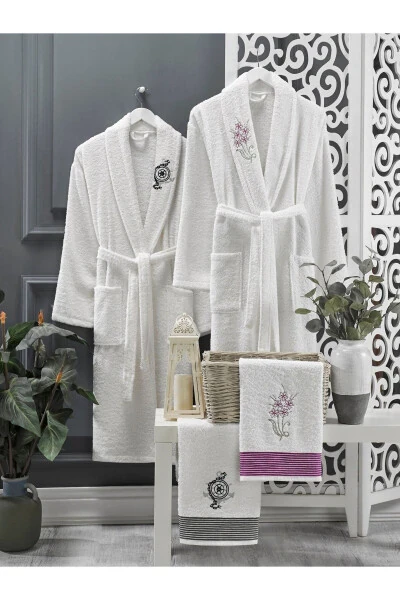 White 4-Piece Towel Robe Set - Modazone