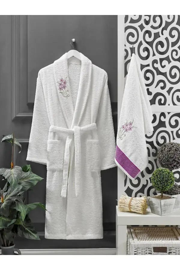 White 4-Piece Towel Robe Set - 2