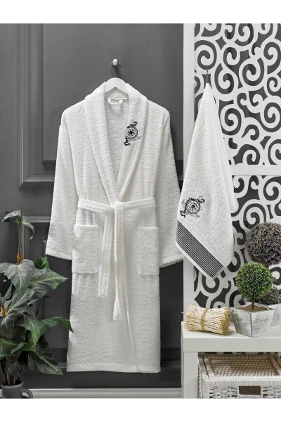 White 4-Piece Towel Robe Set - 3