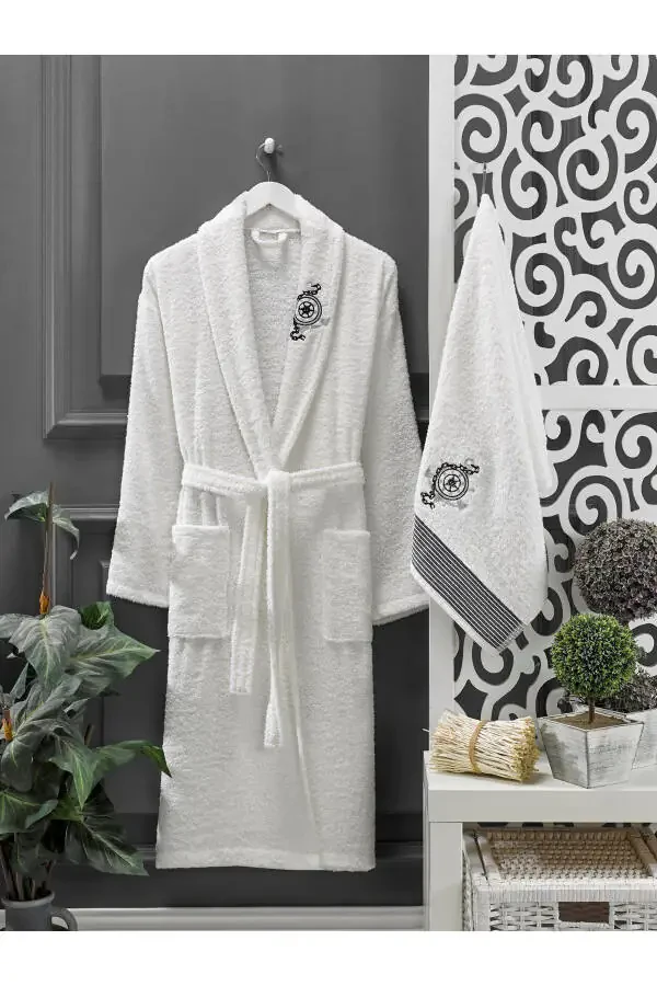 White 4-Piece Towel Robe Set - 3
