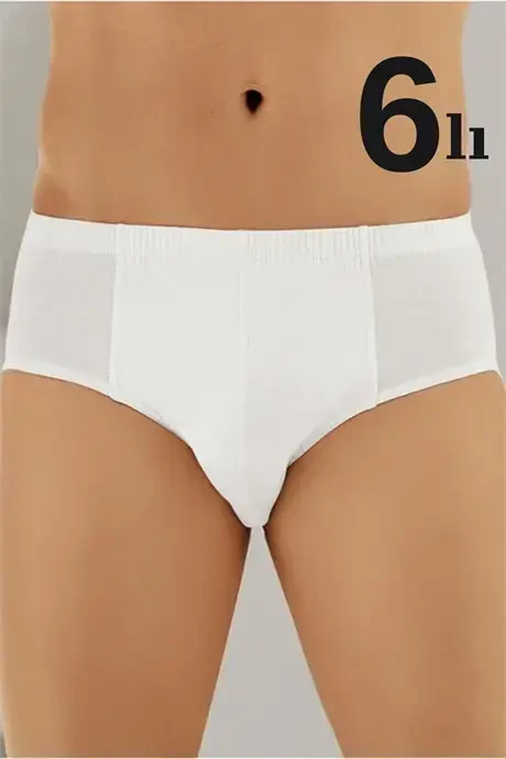 White 6-Pack Men's Briefs 100% Cotton Jersey - BÜYÜKBEDENIZ