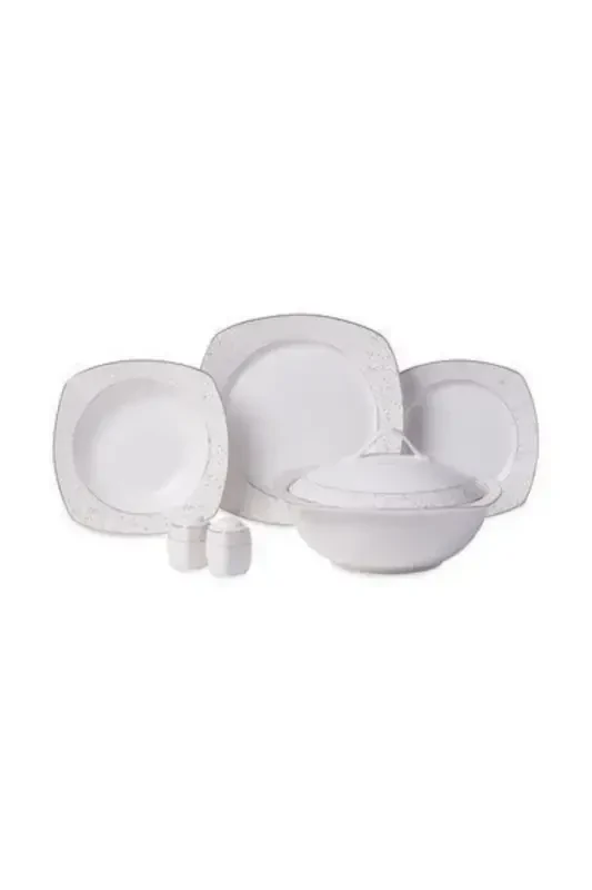 White A8122 Mona Collection 60 Piece Dinner Set Square-White - 1