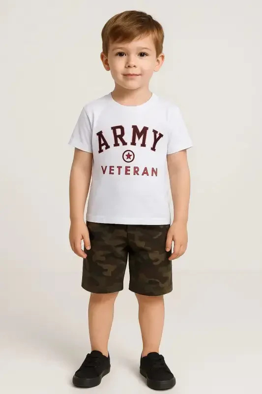 White Army Camouflage Pattern Top and Bottom Set - 2