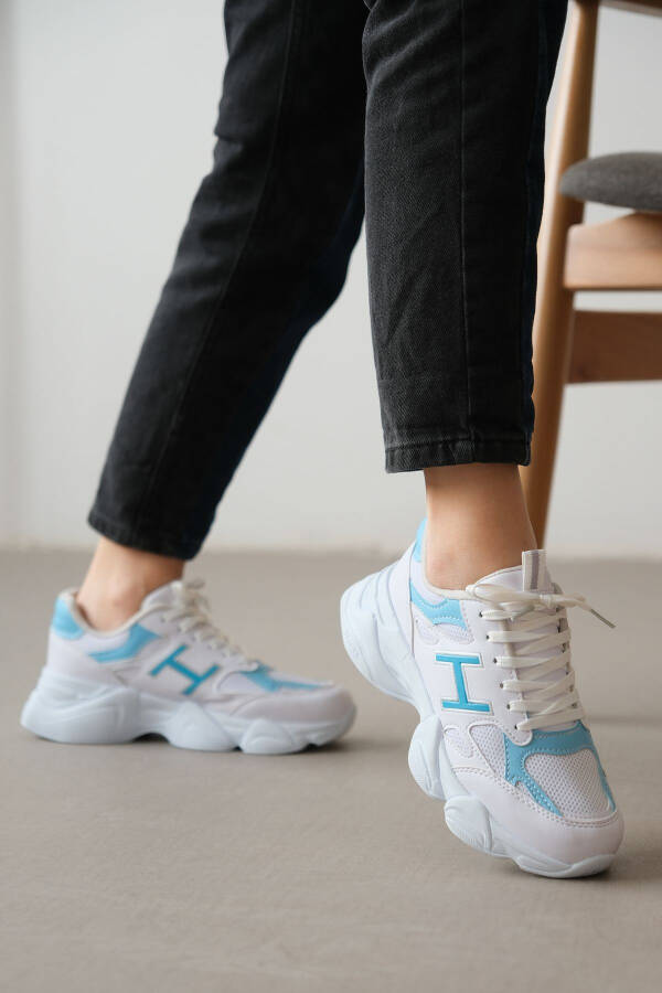 White Baby Blue Sneaker for Women - 3